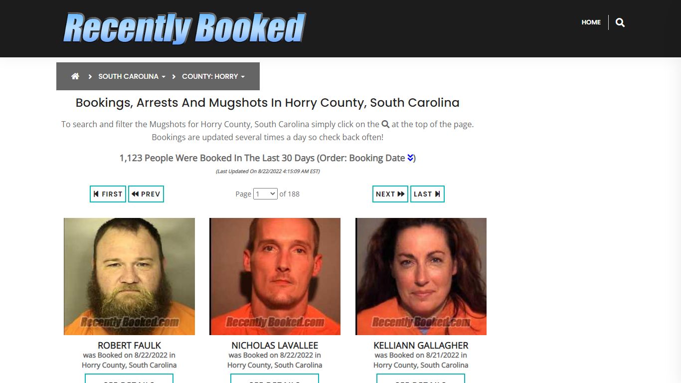 Bookings, Arrests and Mugshots in Horry County, South Carolina